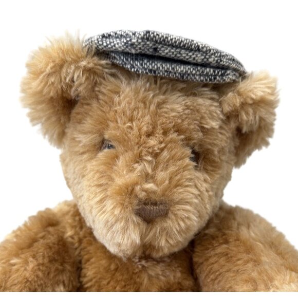 Vermont Teddy Bear Vintage 1994 17" Brown Plush With Tweed Hat/Cap Jointed - Picture 2 of 9